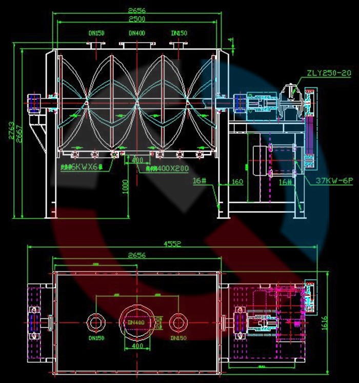 臥式螺帶混合機技術(shù)圖紙 臥式螺帶混合機技術(shù)圖紙